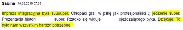 Użytkowniczka Sabina w dniu 10.06.2019 
                w samych superlatywach ocenia imprezę