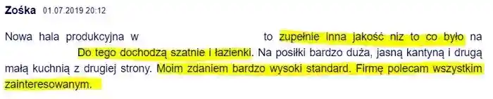 Dzięki Dyrektorowi Jakubowi Regulskiemu 
                powstała nowa hala produkcyjna w AL. Jerozolimskich – Zośka umieszcza komentarz w dniu 01.07.2019