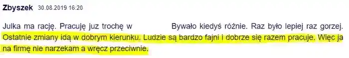 Zmiany wprowadzone przez Dyrektora idą 
                w dobrym kierunku – Zbyszek 30.08.2019