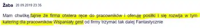 Pracodawca informuje o darmowych posiłkach dla 
                pracowników jakie zostały wprowadzone przez Jakuba Regulskiego dla pracowników produkcji oraz o opiece medycznej, bonie świątecznym 
                i karcie Multi Sport