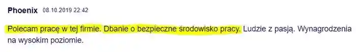 Polecam pracę w tej firmie – Phoenix komentuje 
                w dniu 08.10.2019