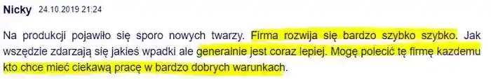 Firma rozwija się bardzo szybko – 
                komentarz użytkownika Nicky z dnia 24.10.2019