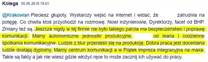 Komentarz użytkownika Kolega z dnia 05.06.2019 
                o poprawie bezpieczeństwa w pracy