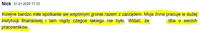 Kolejny pozytywny komentarz od użytkownika 
                Nick  z dnia 01.01.2020 dotyczący spotkania Wigilijnego