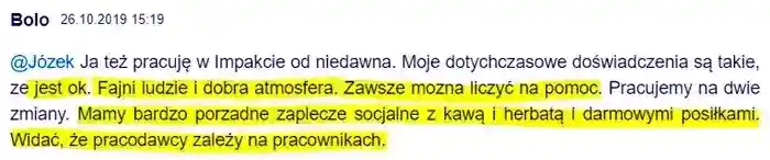 Bolo w dniu 26.10.2019 – opisuje pozytywnie 
                firmę na forum gowork