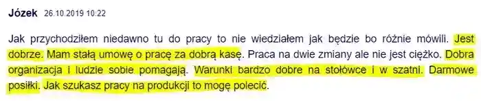 Jestem dobrze, ludzie pomagają, dobra 
                organizacja pracy – komentarz Józka z dnia 26.10.2019