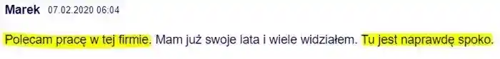 Marek poleca pracę w tej firmie w dniu 07.02.2020
