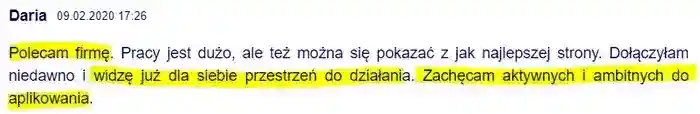 Praca dla ambitnych i chętnych do pracy – 
                Daria dodaje komentarz w dniu 09.02.2020