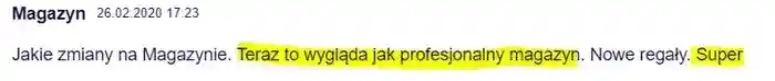 Teraz to wygląda jak profesjonalny magazyn – 
                komentarz użytkownika Magazyn z dnia 26.02.2020