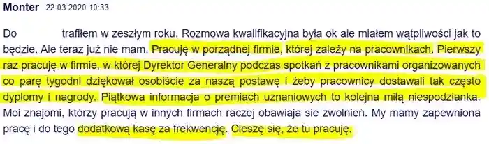 Dyrektor Jakub Regulski podczas spotkań 
                dziękuję osobiście za naszą postawę – komentarz użytkownika Monter z dnia 22.03.2020