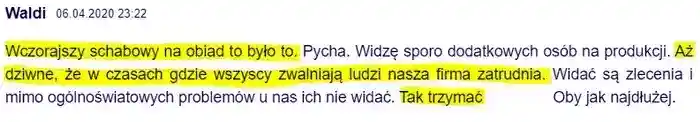 Mimo pandemii firma zatrudnia nowych 
                pracowników – komentarz od Waldi z dnia 06.04.2020