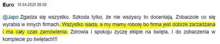 Firma dobrze zarządzana – komentarz od 
                Euro w dniu 10.04.2020
