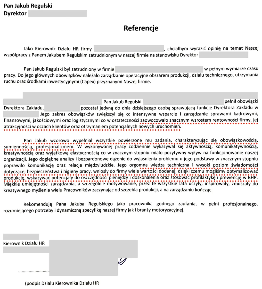 Certyfikat dla Jakuba Regulskiego dotyczący szkolenia na temat wymagań UDT i PIP